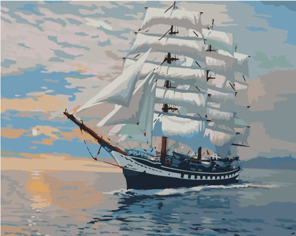 Роспись по холсту Корабль 40х50 см Картина по номерам