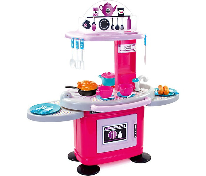 Игровой набор Mochtoys Кухня 78 см со столиками+26 предметов розовая 10146
