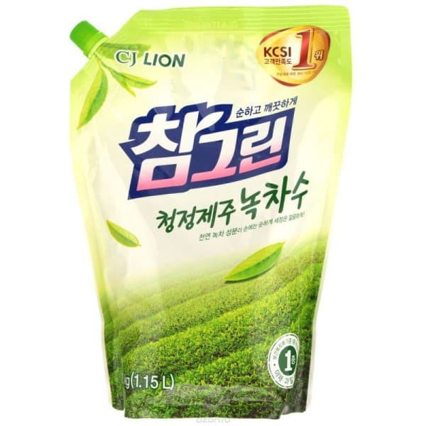 Средство CJ Lion для мытья посуды, овощей и фруктов Chamgreen Зеленый чай 1160 мл