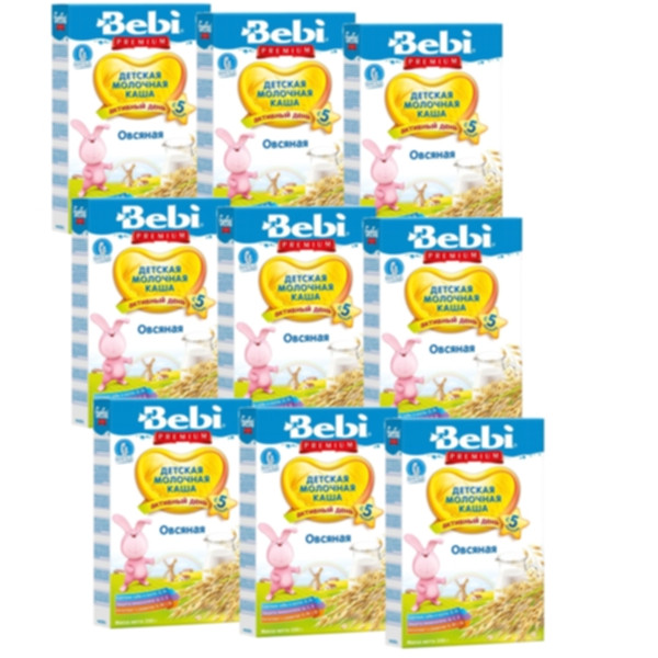 Каша Bebi (Беби) Premium Овсянка молочная с 5 мес 250 гр упаковка 9 шт