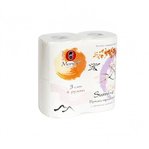 Туалетная бумага Maneki Sumi-e с ароматом зеленого чая 4 рулона
