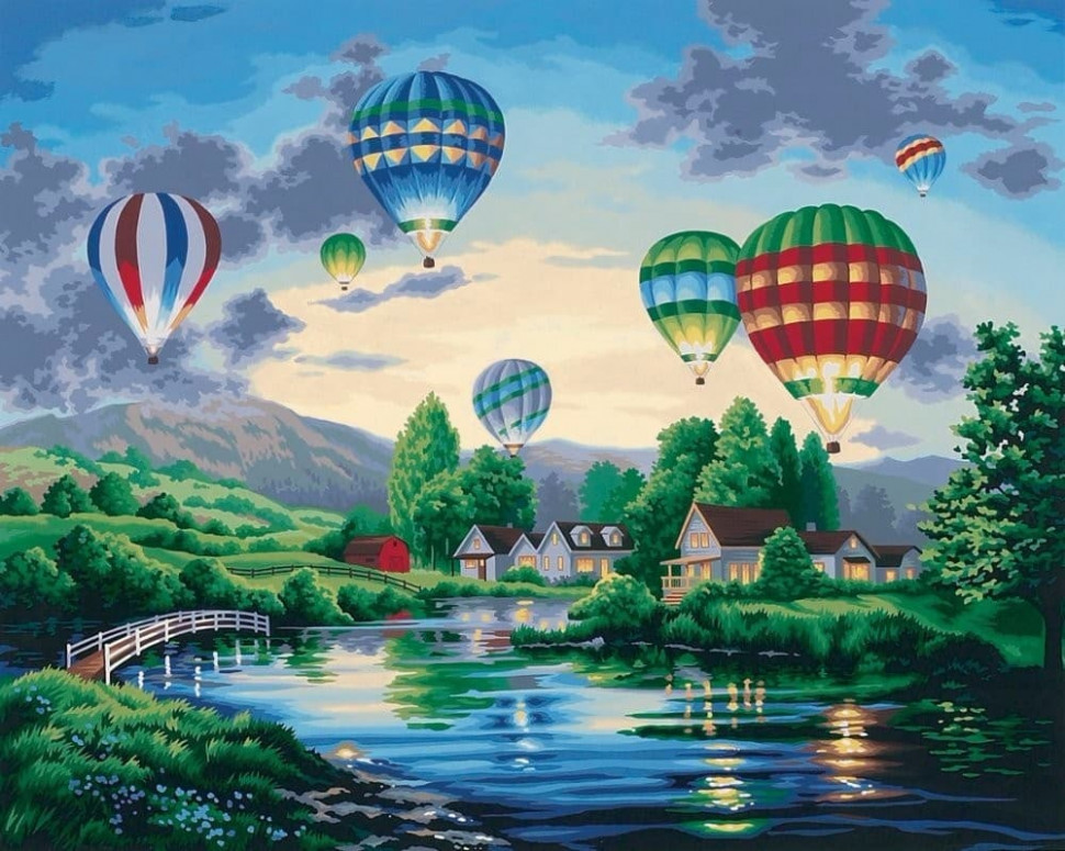 Роспись по холсту Воздушные шары 40х50 см Картина по номерам