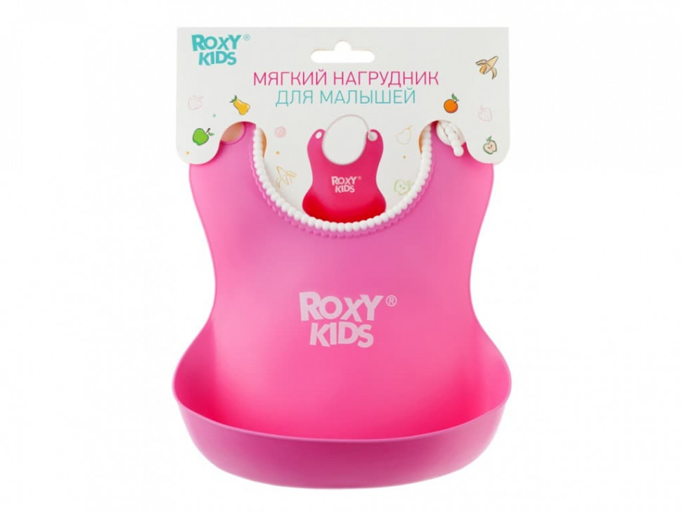 Нагрудник ROXY-KIDS мягкий с кармашком и застежкой розовый