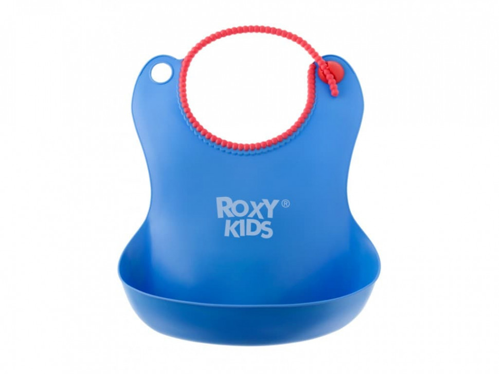 ROXY-KIDS soft bib with pocket and clasp blue