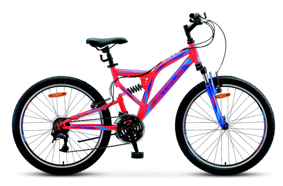 Велосипед Stels Mustang 24" MD V010 рама 16" LU095563 красный неоновый/синий