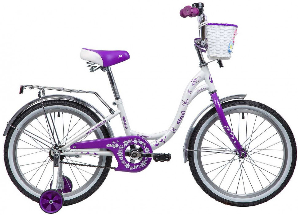 Велосипед NOVATRACK BUTTERFLY 20" белый-фиолетовый