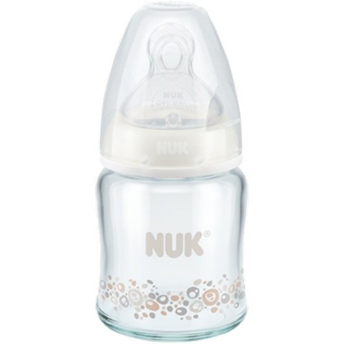 Бутылочка NUK FС+ стеклянная 120 мл с соской из силикона с отверстием М размер 1
