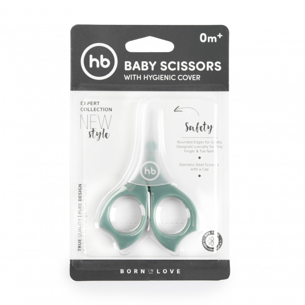Ножницы детские для ногтей Happy Baby "BABY SCISSORS" с колпачком 17004 olive