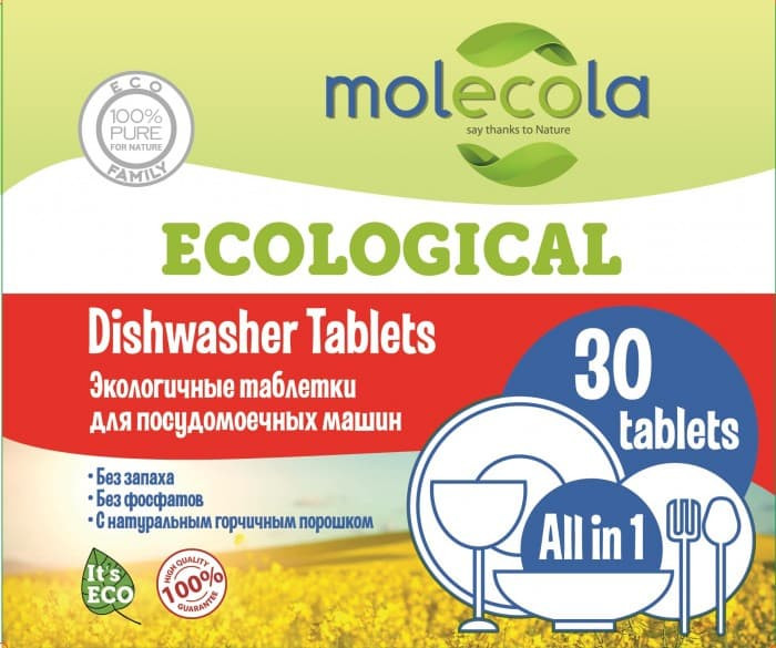 Таблетки MOLECOLA для посудомоечных машин экологичные 30 шт 9349