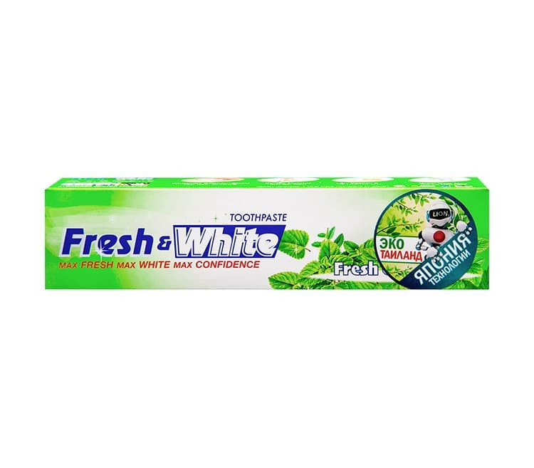 Зубная паста LION Thailand Fresh & White для защиты от кариеса прохладная мята 160 гр