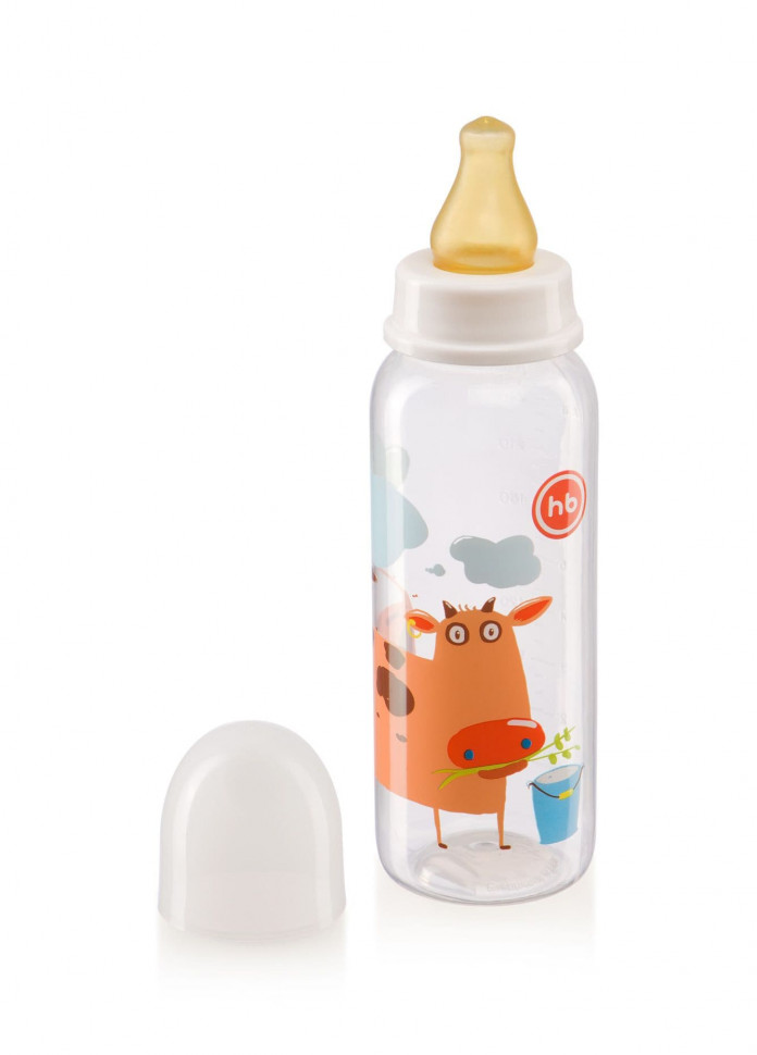 Бутылочка Happy Baby с латексной соской с рождения  cow 10018 250 мл