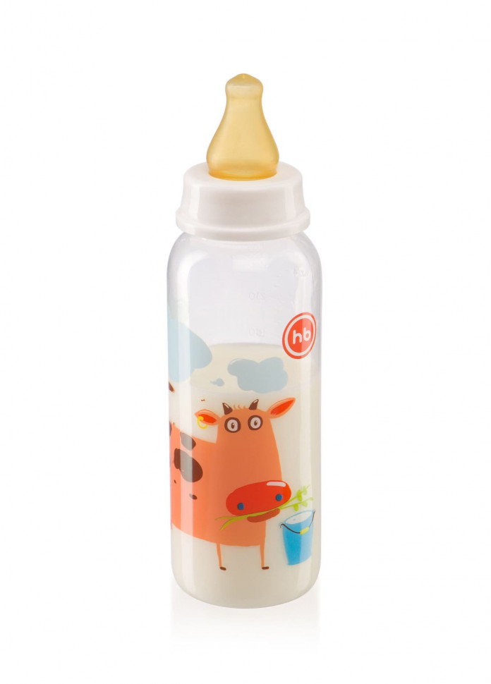 Бутылочка Happy Baby с латексной соской с рождения  cow 10018 250 мл