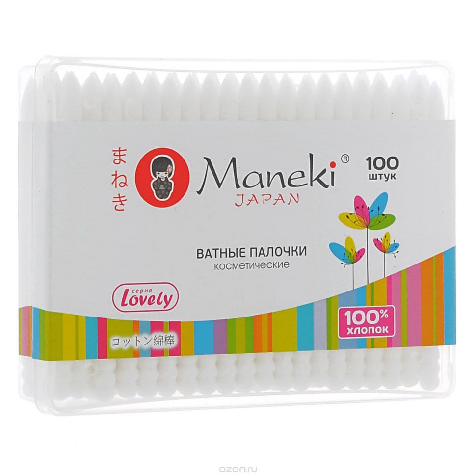 Палочки ватные косметические Maneki Lovely 100 шт