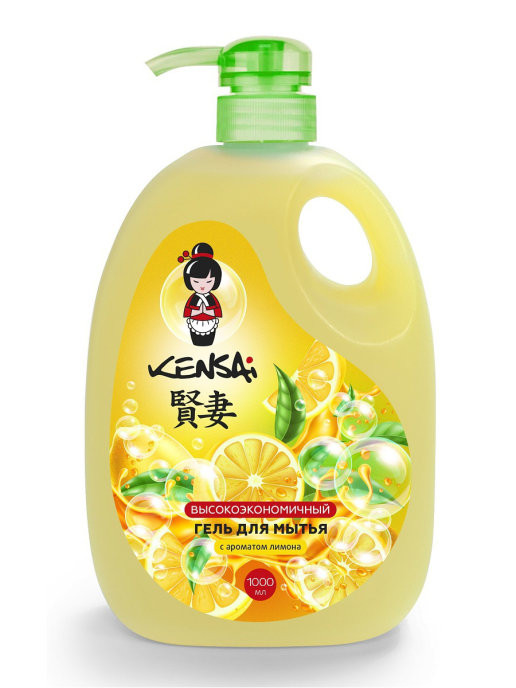 Гель KENSAI для мытья посуды и детских принадлежностей концентрированный с ароматом лимона 1000 мл