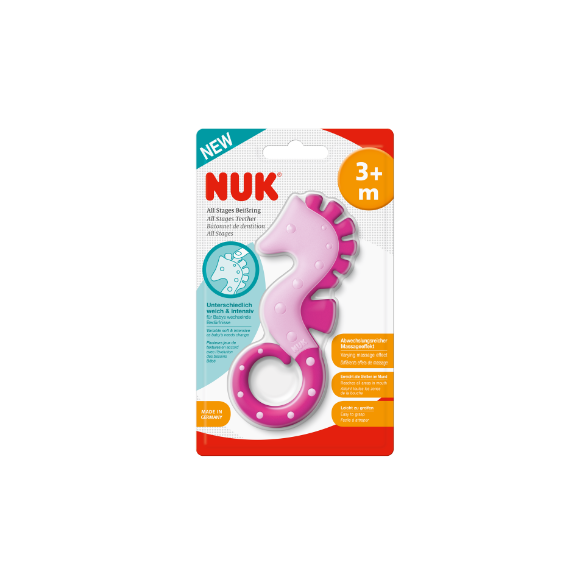 Прорезыватель NUK многоступенчатый Морской конек розовый