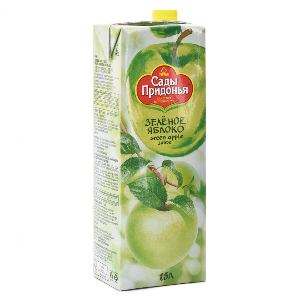 Сок Сады Придонья 1.5 яблоко зеленое восстановленный осветленный с 3 лет